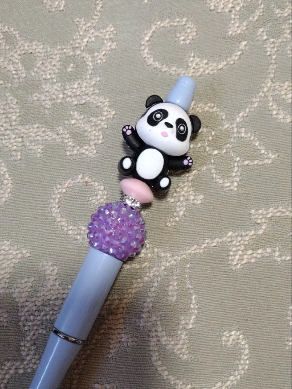 Panda Topper Ballpoint Pen - Light Blue & Purple